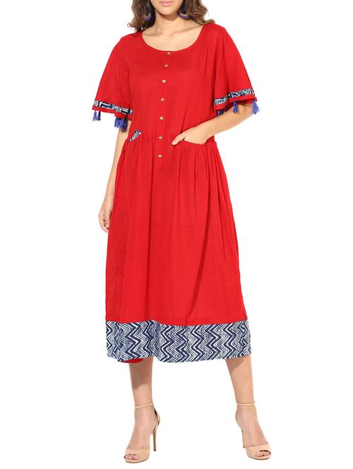 flared pocket tassels kurta - 15317024 - Very Small Image - 1