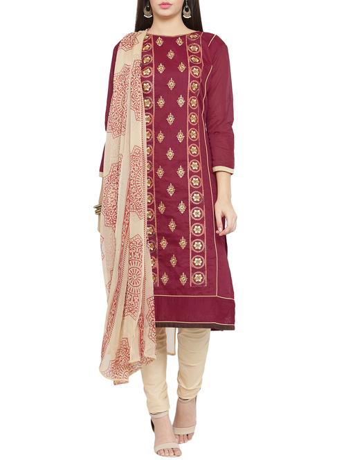 embroidered unstitched churidaar suit - 15317597 - Very Small Image - 1