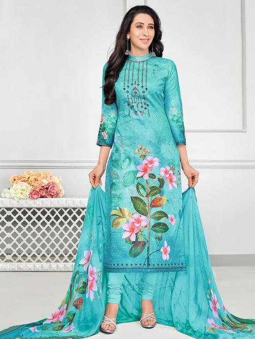 embroidered unstitched churidaar suit - 15318782 - Very Small Image - 1