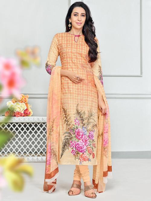 floral unstitched churidaar suit - 15318784 - Very Small Image - 1