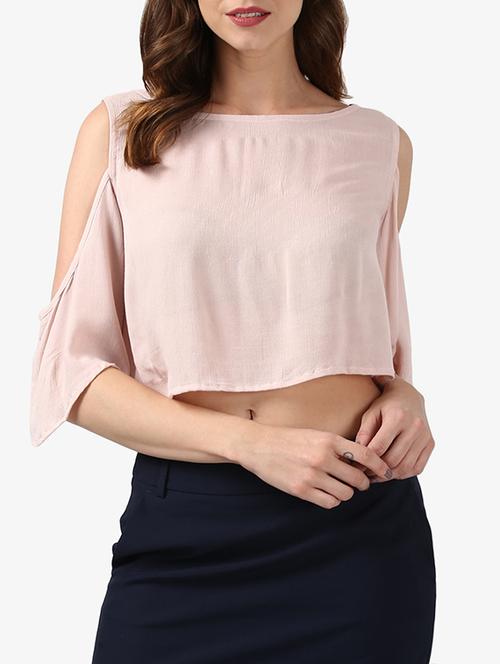 cold-shoulder boat neck crop top - 15319557 - Very Small Image - 1