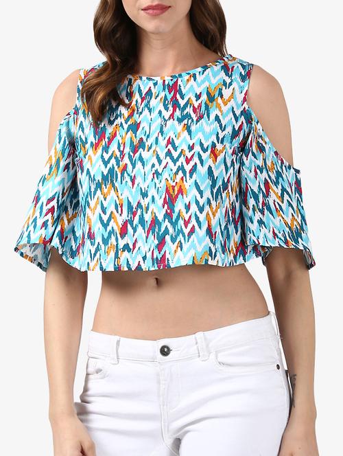chevron cold shoulder crop top - 15319558 - Very Small Image - 1