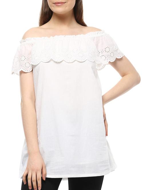 off shoulder schiffli tunic - 15320210 - Very Small Image - 1
