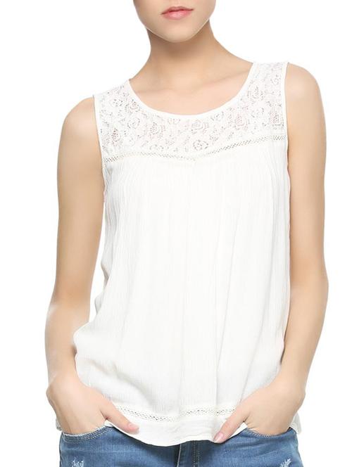 lace panel sleeveless top - 15320284 - Very Small Image - 1