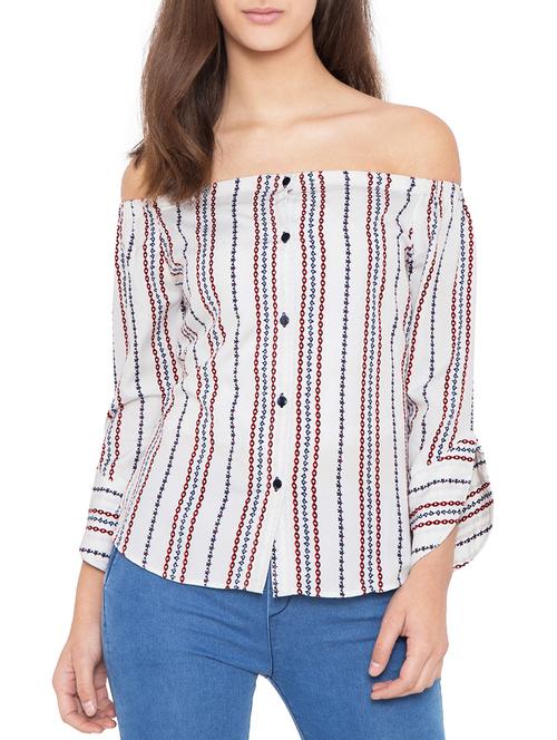 off shoulder embroidered top - 15320387 - Very Small Image - 1