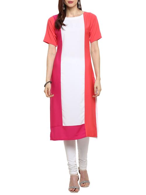 straight color block kurta - 15321078 - Very Small Image - 1