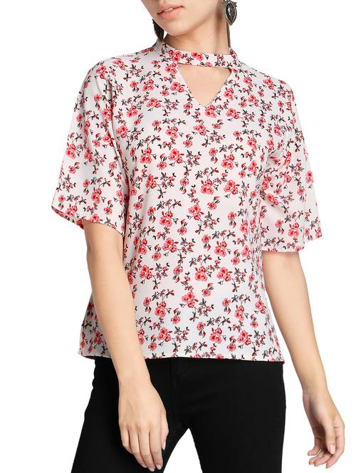 floral choker neck top - 15321238 - Very Small Image - 1