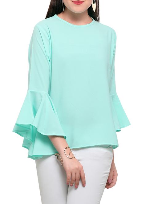 key-hole back bell sleeved top - 15321248 - Very Small Image - 1
