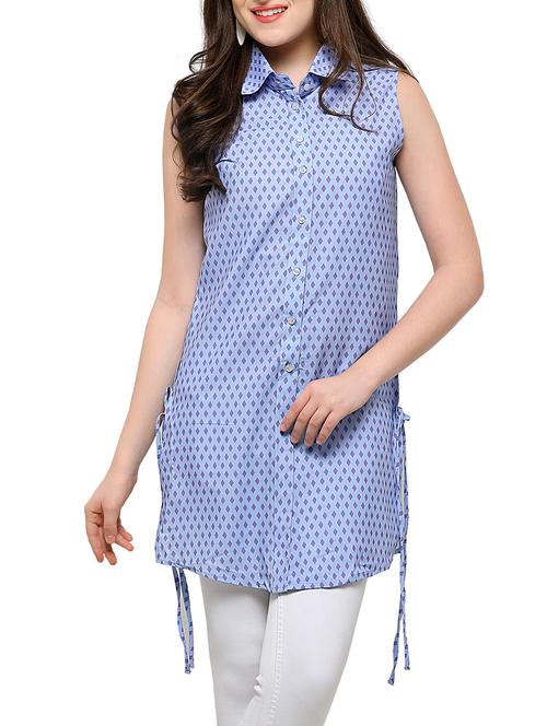 printed side tie-up tunic - 15321253 - Very Small Image - 1