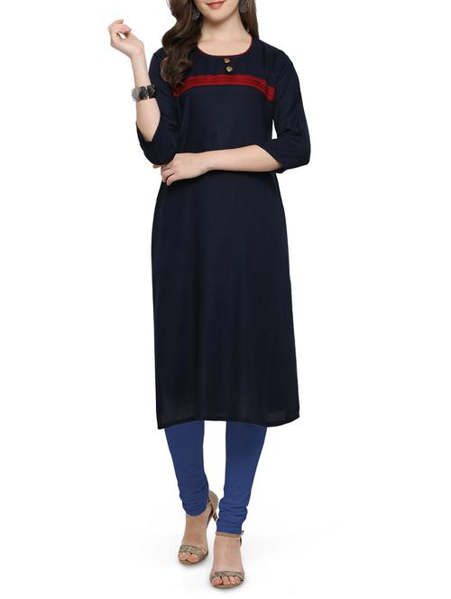dark blue straight kurta - 15321285 - Very Small Image - 1