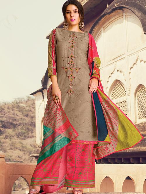 embroiderd semi-stitched palazzo suit - 15321764 - Very Small Image - 1