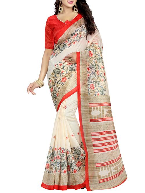 floral print maheshwari silk saree with blouse - 15322345 - Very Small Image - 1