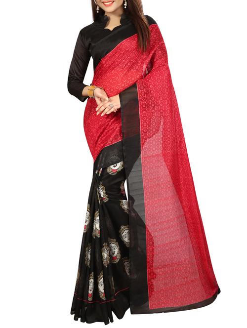 kalamkari half & half maheshwari silk saree with blouse - 15322346 - Very Small Image - 1