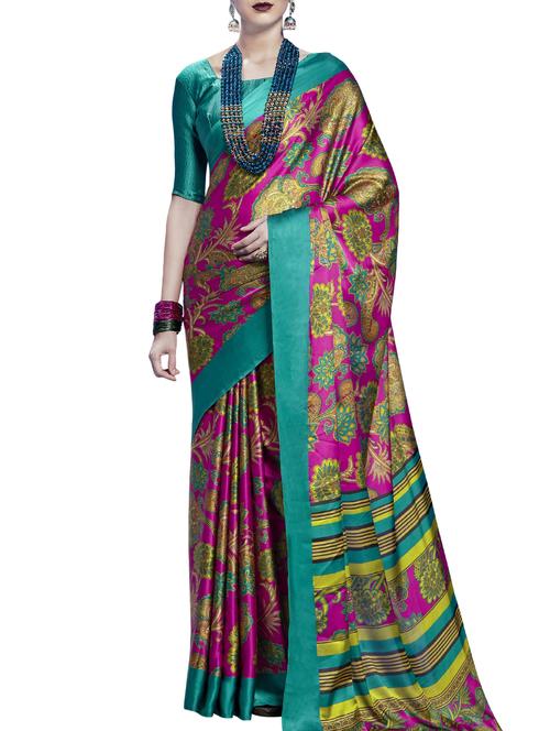floral printed saree with blouse - 15323305 - Very Small Image - 1