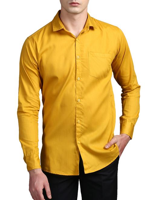 yellow cotton casual shirt - 15323335 - Very Small Image - 1