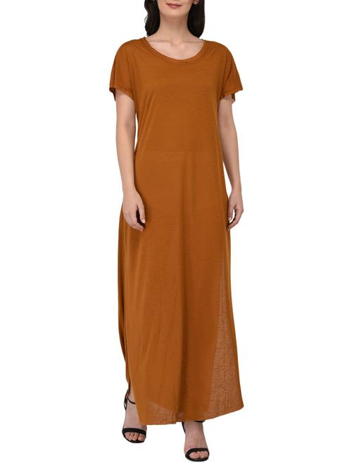 round neck side slit maxi dress - 15324063 - Very Small Image - 1