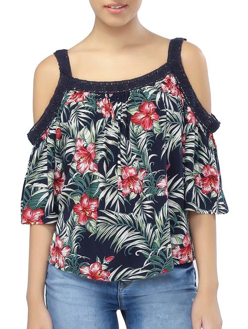 lace cold shoulder floral top - 15324936 - Very Small Image - 1