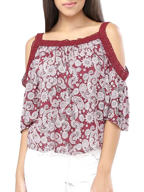 lace cold shoulder floral top - 15324937 - Very Small Image - 1