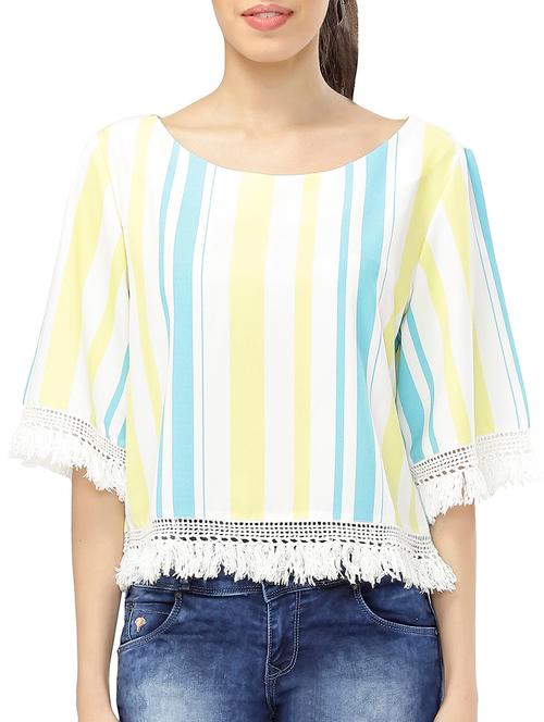 fringed hem striped top - 15324938 - Very Small Image - 1