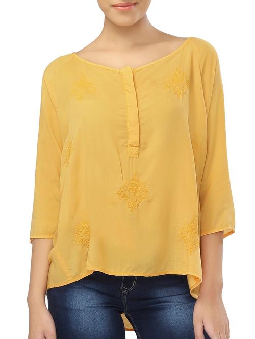 yellow cotton highlow tunic - 15324955 - Very Small Image - 1