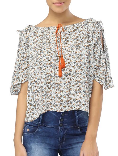 cold shoulder floral top - 15324968 - Very Small Image - 1