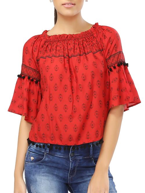 bell sleeved printed top - 15324976 - Very Small Image - 1