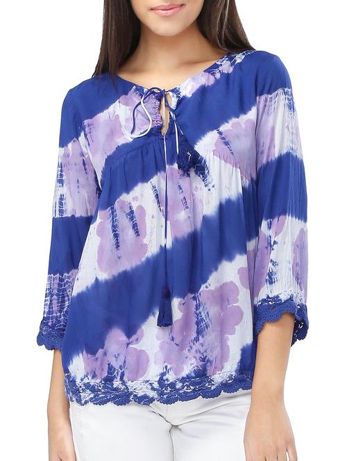 tie & dye lace detail top - 15324983 - Very Small Image - 1