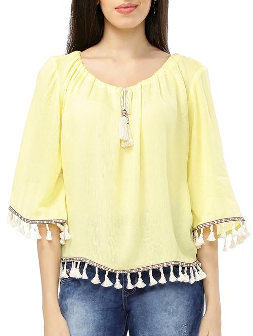 fringed hem tie-up neck top - 15324985 - Very Small Image - 1