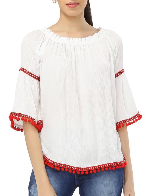 lace detail off-shoulder top - 15324986 - Very Small Image - 1