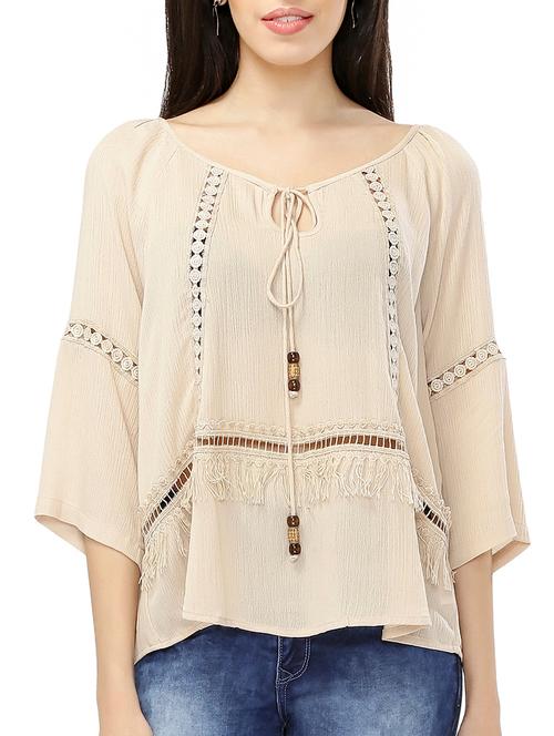 lace detail tie up neck top - 15324992 - Very Small Image - 1