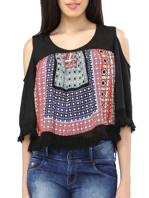 cold shoulder printed top - 15325000 - Very Small Image - 1