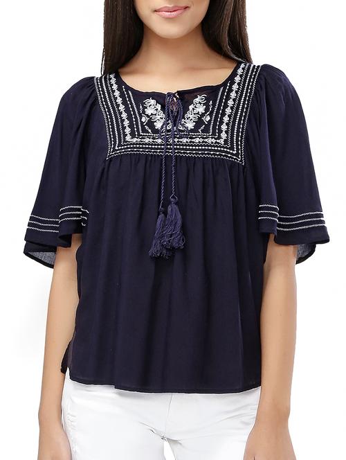 flared sleeves embroidered top - 15325003 - Very Small Image - 1