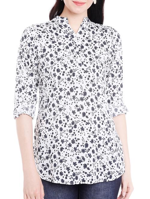 mandarin neck printed tunic - 15325037 - Very Small Image - 1
