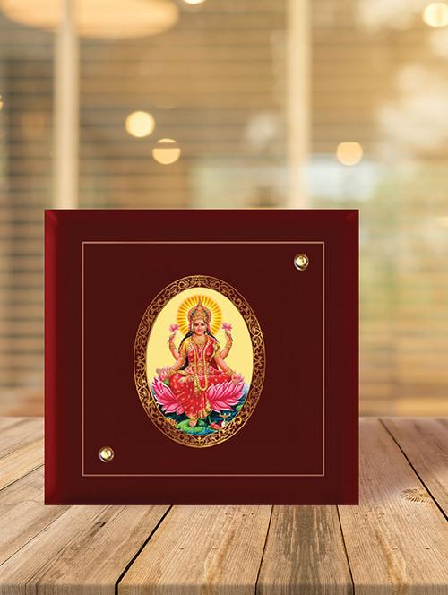 mdf photo frame gold plated royal foil lakshmi sitting on lotus - 15325312 - Very Small Image - 1