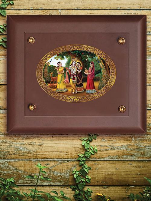 mdf wall hanging frame gold plated royal foil radha krishna with madhuwani - 15325452 - Very Small Image - 1