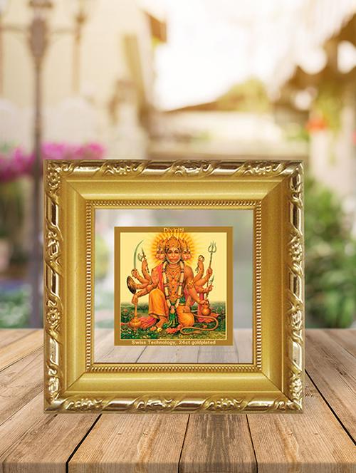 double glass photo frame gold plated panchmukhi hanuman - 15325517 - Very Small Image - 1