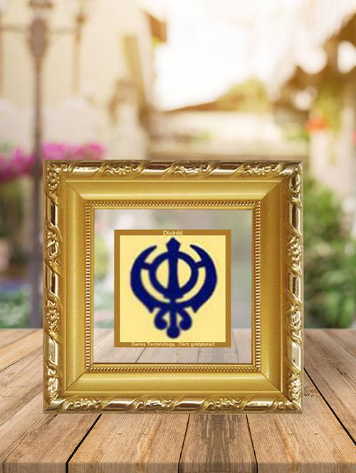 double glass photo frame gold plated khanda sahib - 15325529 - Very Small Image - 1