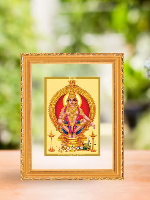 double glass wall hanging frame gold plated ayyapan - 15325564 - Very Small Image - 1