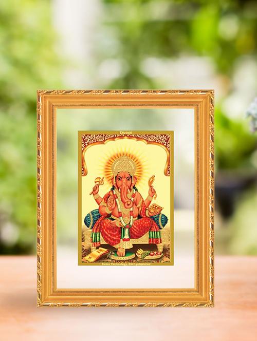 double glass wall hanging frame gold plated sitting ganesha - 15325585 - Very Small Image - 1