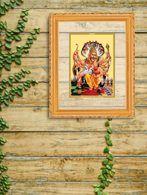 double glass wall hanging frame gold plated narsimha - 15325615 - Very Small Image - 1