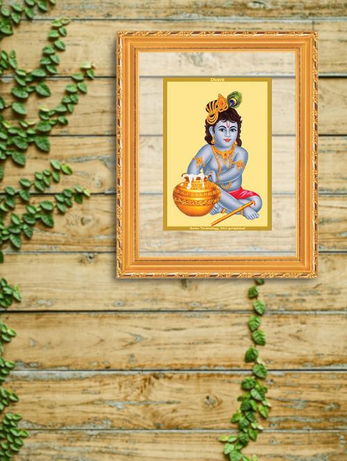 double glass wall hanging frame gold plated bal gopal - 15325624 - Very Small Image - 1