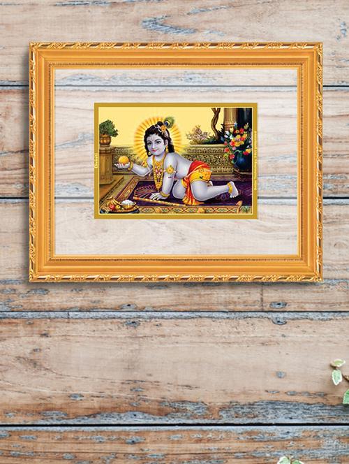 double glass wall hanging frame gold plated laddu gopal - 15325633 - Very Small Image - 1