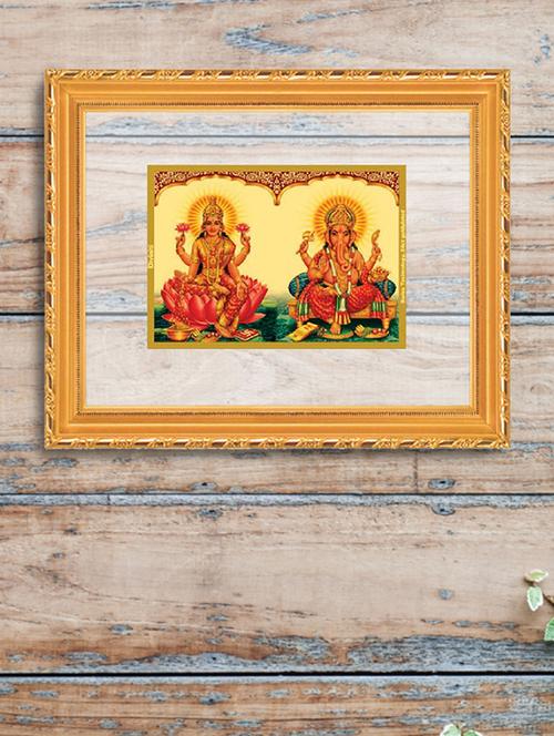 double glass wall hanging frame gold plated lakshmi ganesha - 15325634 - Very Small Image - 1