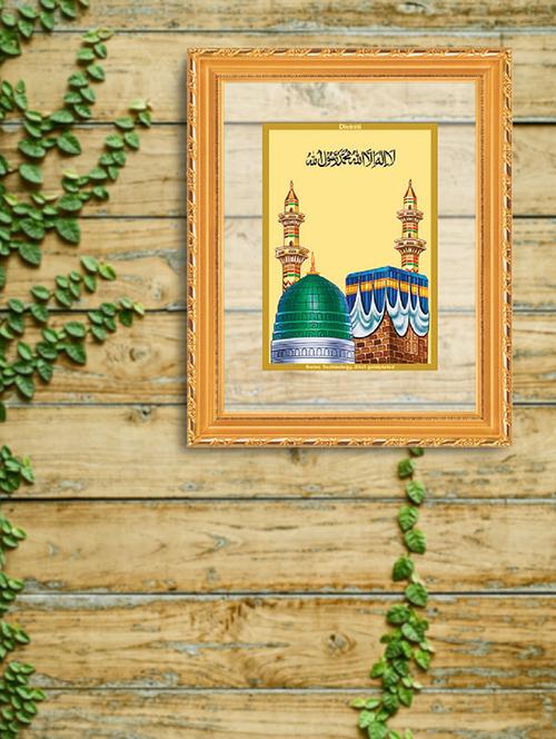 double glass wall hanging frame gold plated mecca madina - 15325635 - Very Small Image - 1