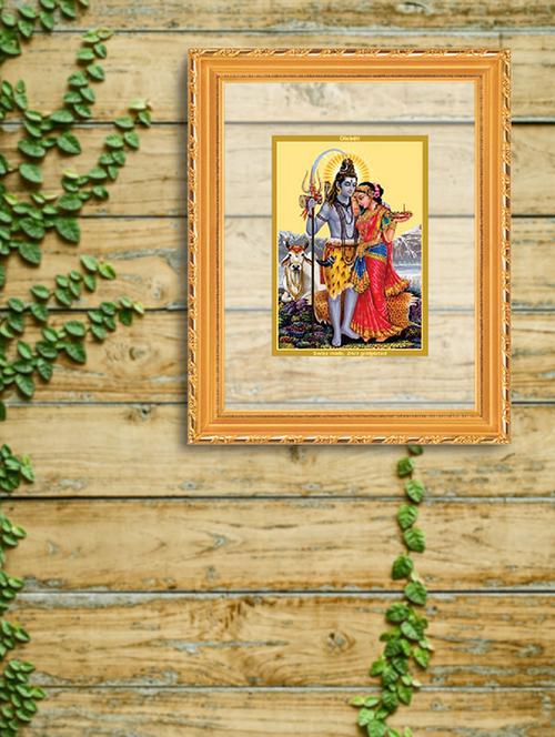 double glass wall hanging frame gold plated shiv parwati - 15325639 - Very Small Image - 1