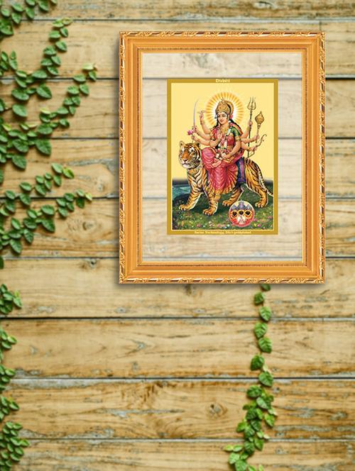 double glass wall hanging frame gold plated durga maa - 15325668 - Very Small Image - 1