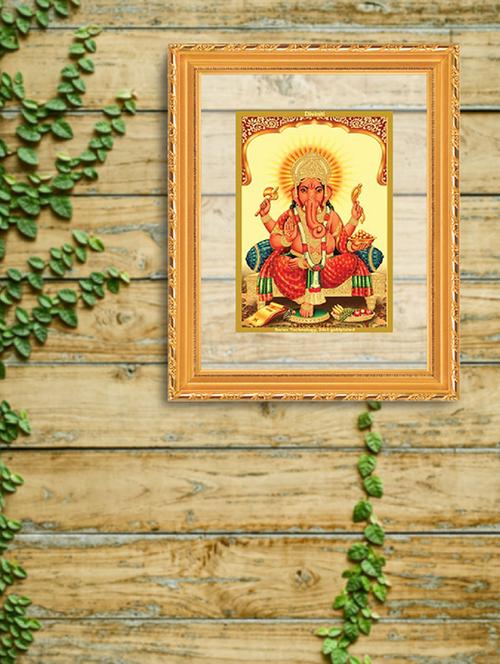 double glass wall hanging frame gold plated sitting ganesha - 15325669 - Very Small Image - 1
