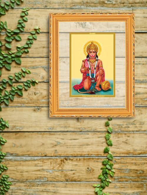 double glass wall hanging frame gold plated hanuman ashirwad - 15325672 - Very Small Image - 1