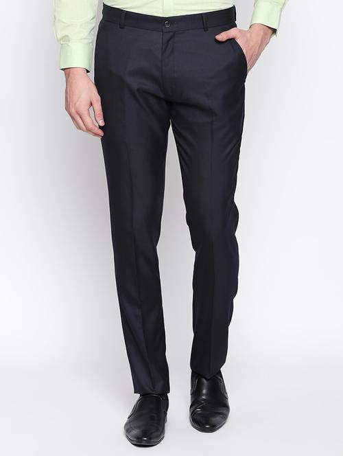 blue polyester blend flat front formal trouser - 15325961 - Very Small Image - 1