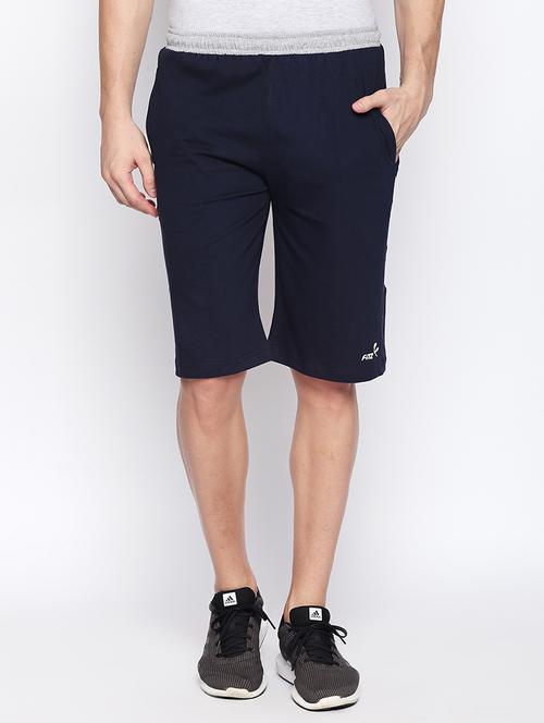 navy blue cotton blend shorts - 15325987 - Very Small Image - 1